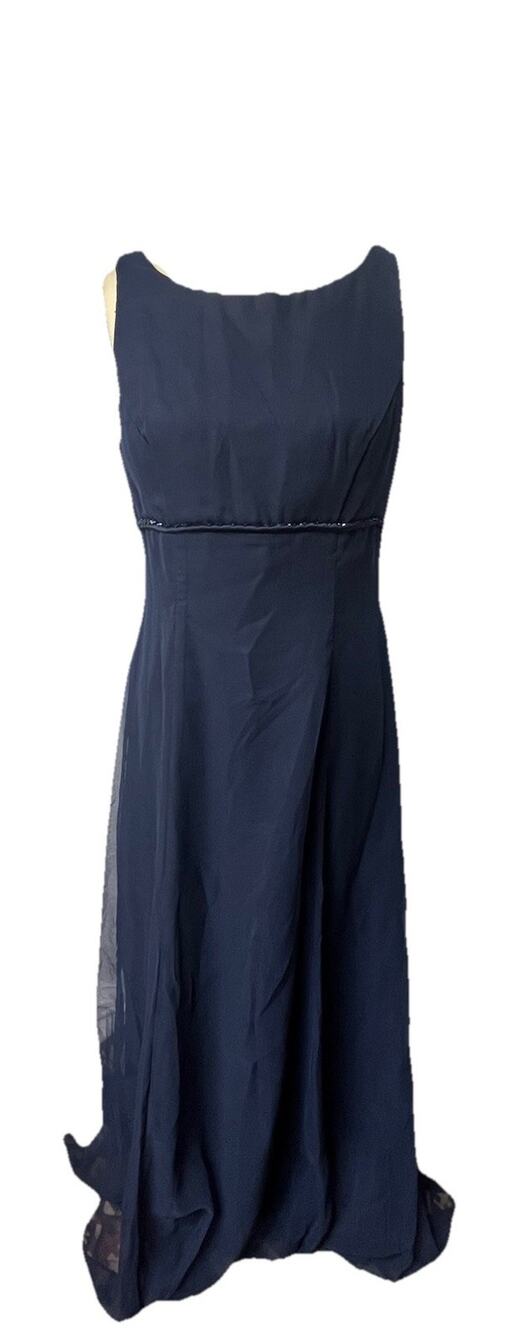 Vtg Bill Levkoff 90s 00s Navy Blue Bridesmaid Empire Prom Formal Dress sz 12